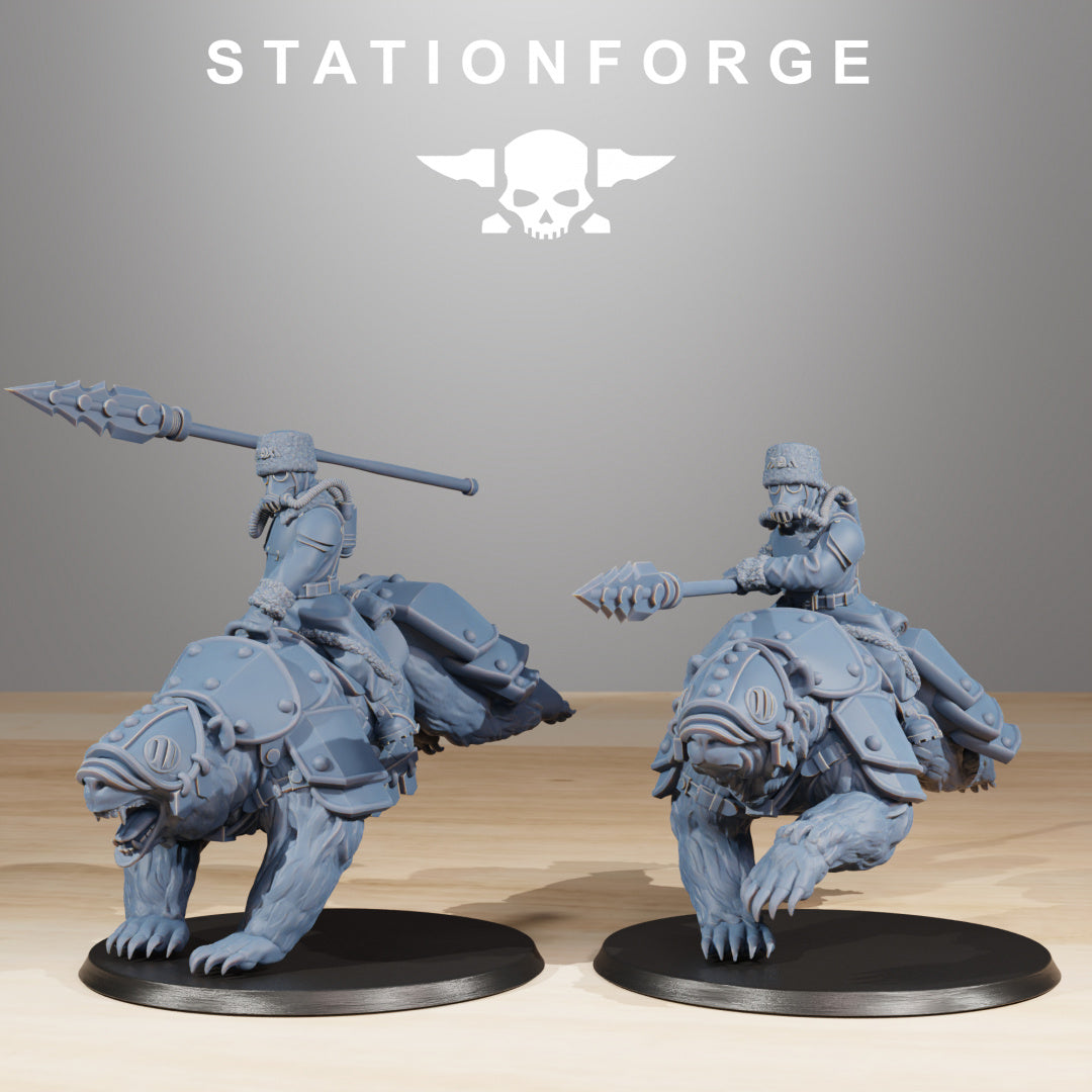 GrimGuard Bear Riders - Compatible with Warhammer 40K - by Station Forge - Tabletop RPG Miniature - Roleplaying 3D Printed Fantasy Mini