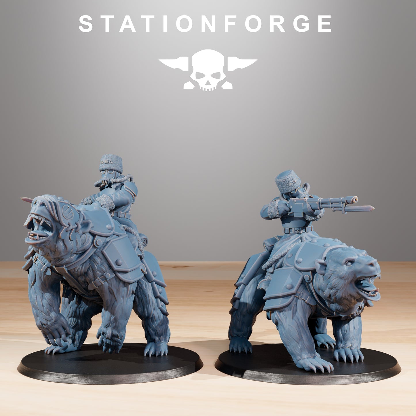 GrimGuard Bear Riders - by Station Forge - Tabletop RPG Miniature - Roleplaying 3D Printed Fantasy Mini