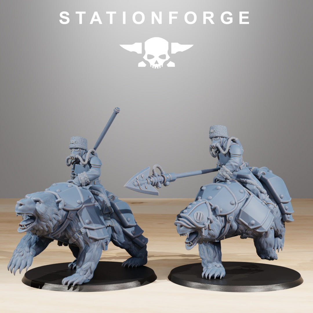 GrimGuard Bear Riders - Compatible with Warhammer 40K - by Station Forge - Tabletop RPG Miniature - Roleplaying 3D Printed Fantasy Mini