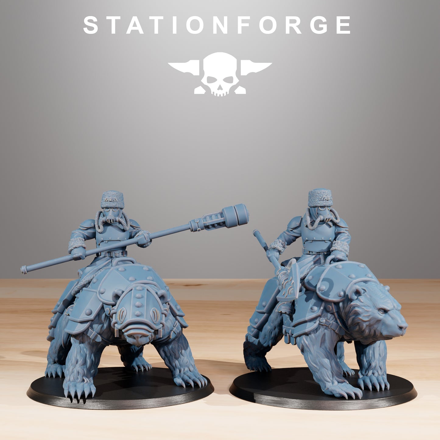 GrimGuard Bear Riders - by Station Forge - Tabletop RPG Miniature - Roleplaying 3D Printed Fantasy Mini