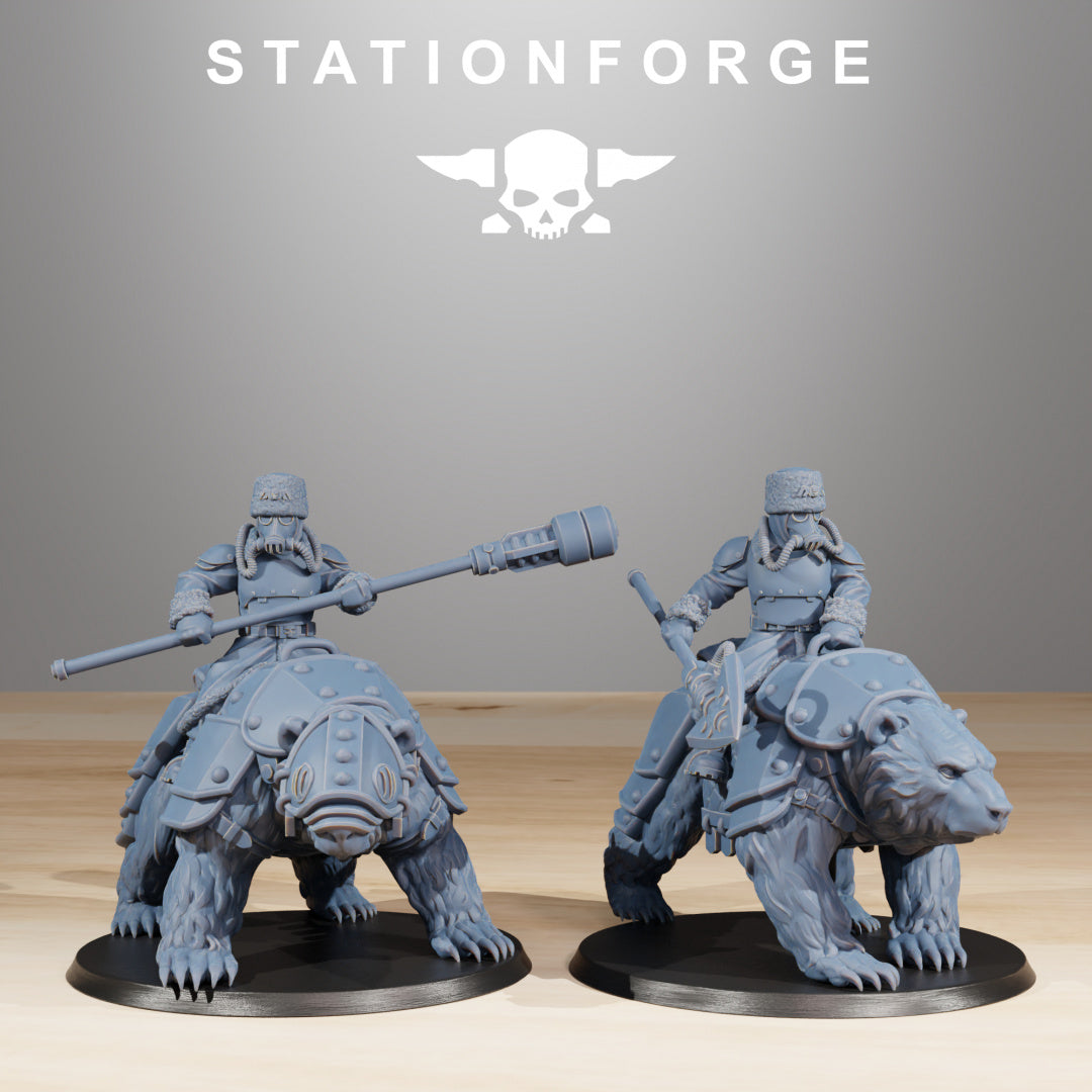 GrimGuard Bear Riders - Compatible with Warhammer 40K - by Station Forge - Tabletop RPG Miniature - Roleplaying 3D Printed Fantasy Mini