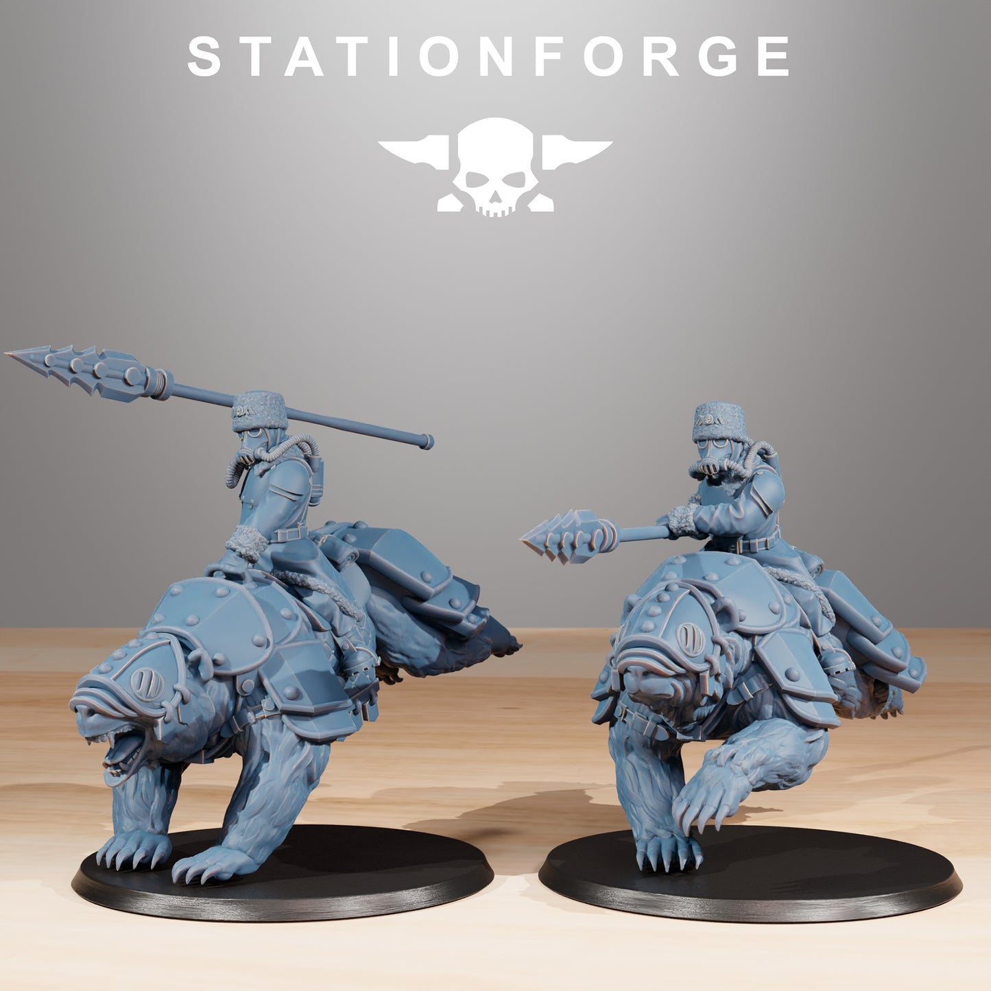 GrimGuard Bear Riders - by Station Forge - Tabletop RPG Miniature - Roleplaying 3D Printed Fantasy Mini