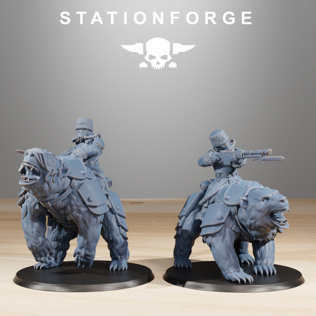 GrimGuard Bear Riders - Compatible with Warhammer 40K - by Station Forge - Tabletop RPG Miniature - Roleplaying 3D Printed Fantasy Mini