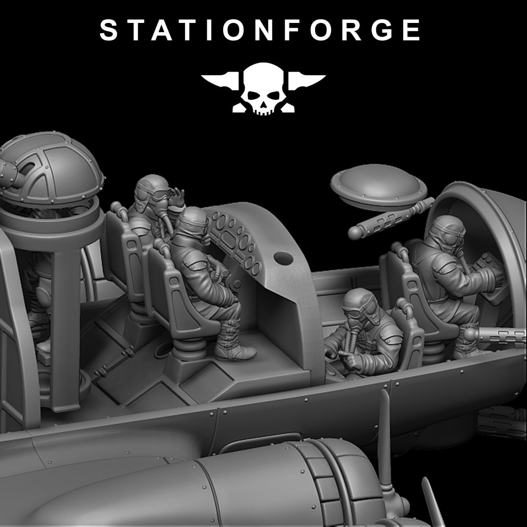 GrimGuard Bomber with Interior - Compatible with Warhammer 40K - by Station Forge - Tabletop RPG Miniature - Roleplaying 3D Printed Fantasy Mini