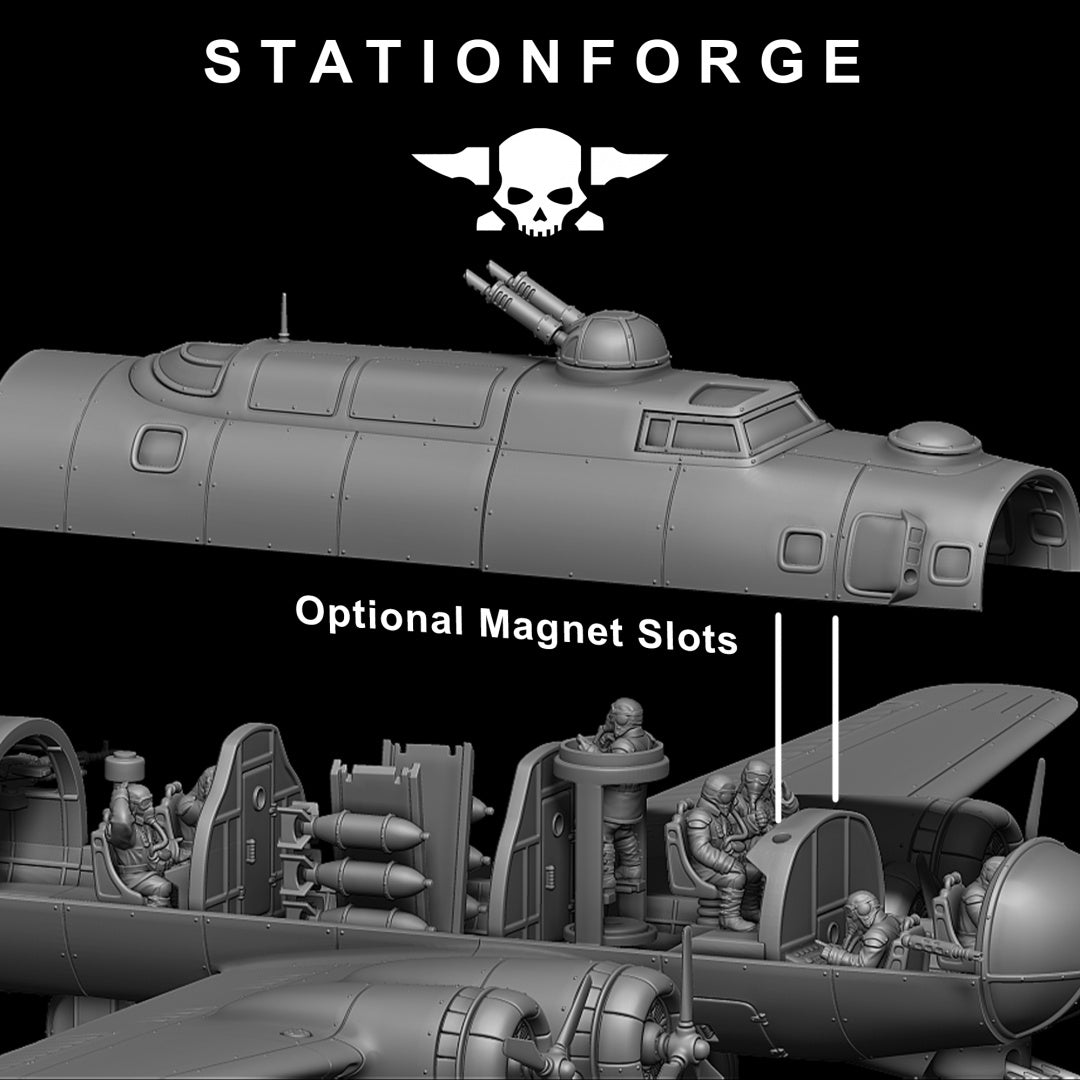 GrimGuard Bomber with Interior - Compatible with Warhammer 40K - by Station Forge - Tabletop RPG Miniature - Roleplaying 3D Printed Fantasy Mini