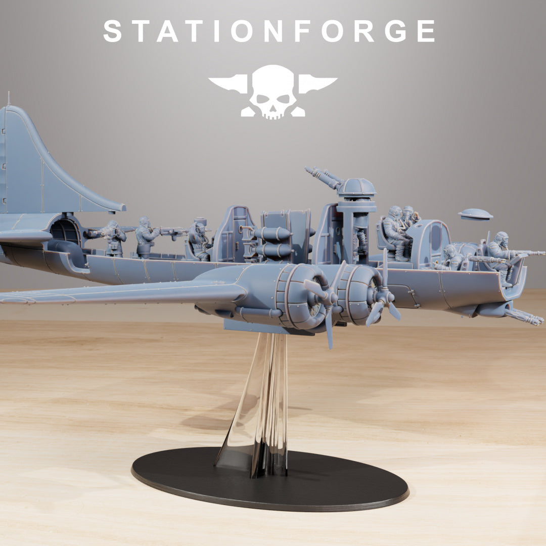 GrimGuard Bomber with Interior - Compatible with Warhammer 40K - by Station Forge - Tabletop RPG Miniature - Roleplaying 3D Printed Fantasy Mini