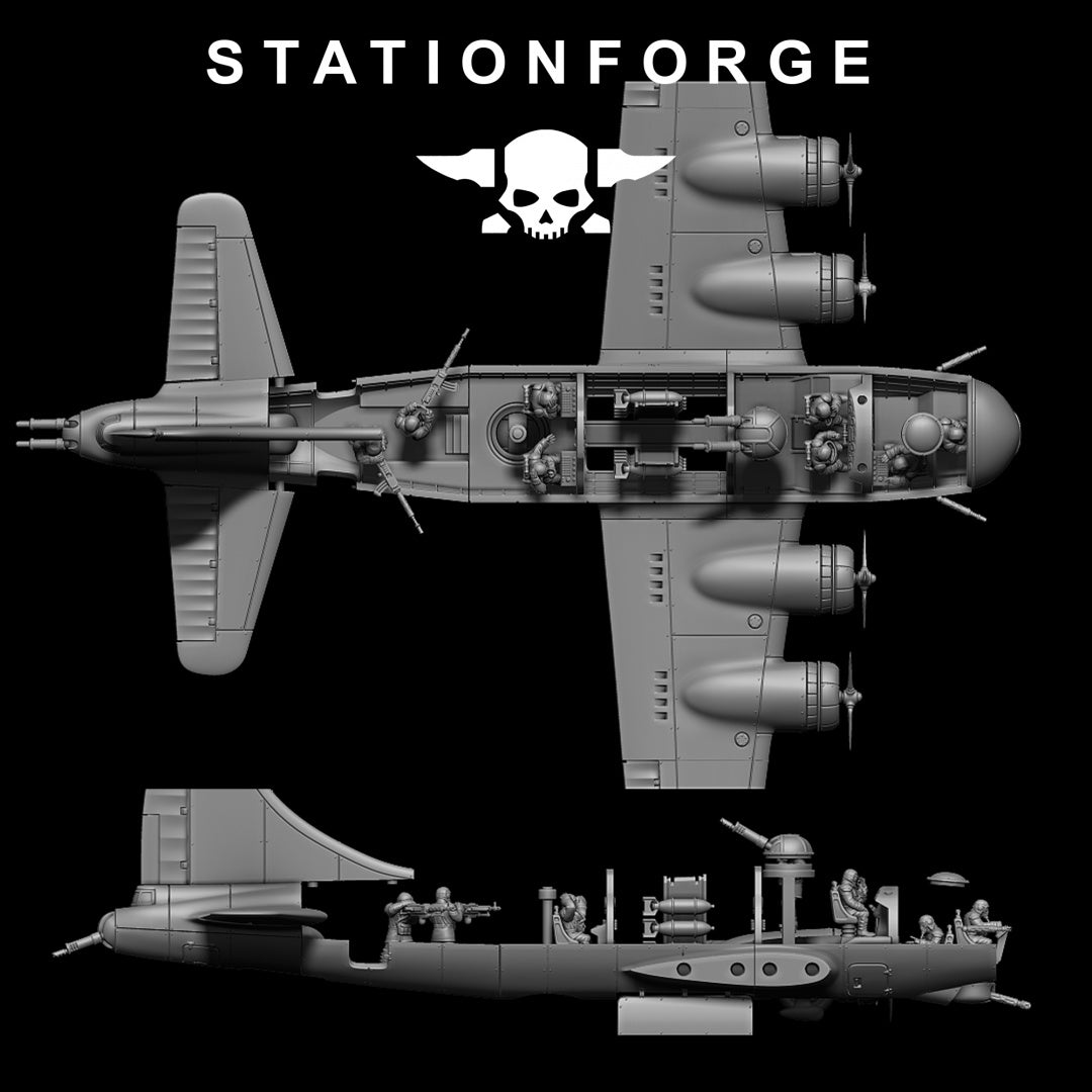 GrimGuard Bomber with Interior - Compatible with Warhammer 40K - by Station Forge - Tabletop RPG Miniature - Roleplaying 3D Printed Fantasy Mini