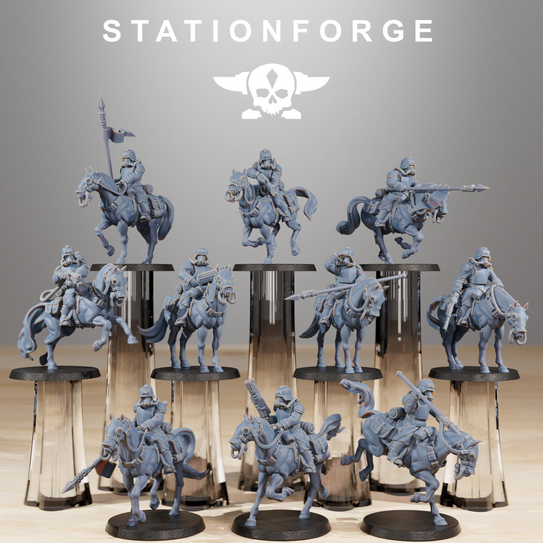 GrimGuard Cavalry - Compatible with Warhammer 40K - by Station Forge - Tabletop RPG Miniature - Roleplaying 3D Printed Fantasy Mini