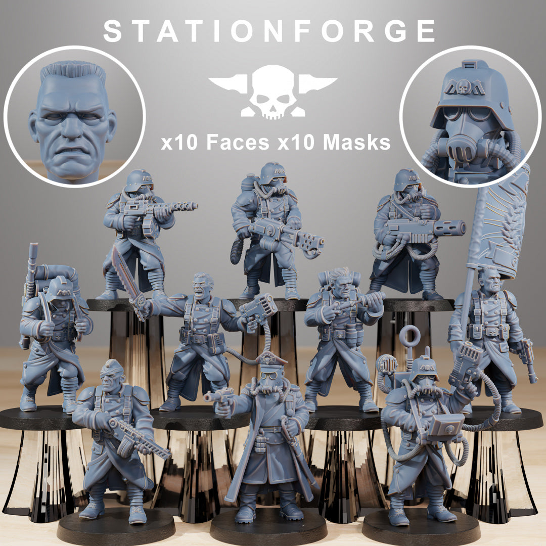 GrimGuard Combatants - Compatible with Warhammer 40K - by Station Forge - Tabletop RPG Miniature - Roleplaying 3D Printed Fantasy Mini