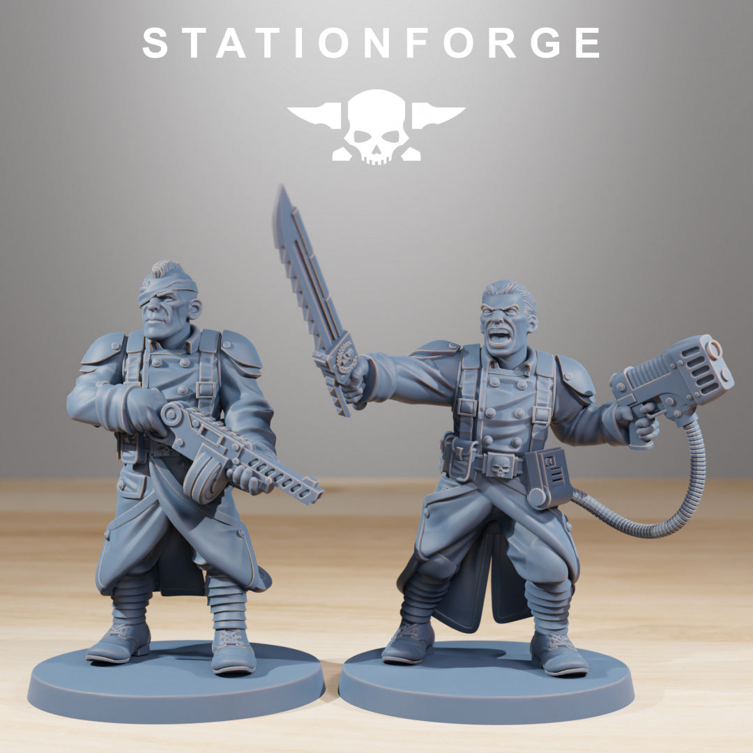 GrimGuard Combatants - Compatible with Warhammer 40K - by Station Forge - Tabletop RPG Miniature - Roleplaying 3D Printed Fantasy Mini