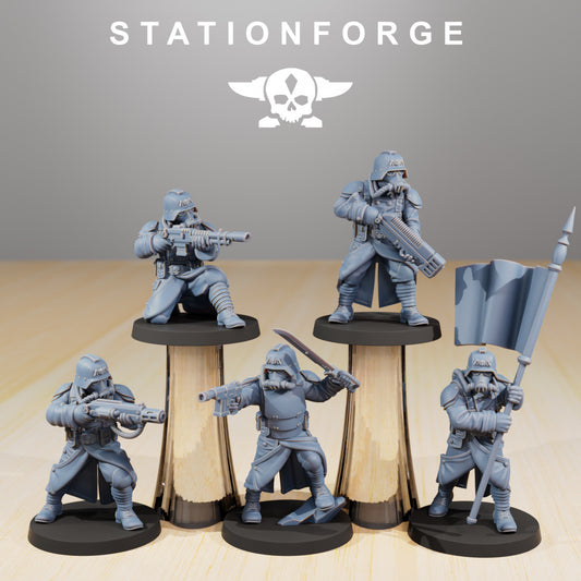 GrimGuard Command Force - Compatible with Warhammer 40K - by Station Forge - Tabletop RPG Miniature - Roleplaying 3D Printed Fantasy Mini