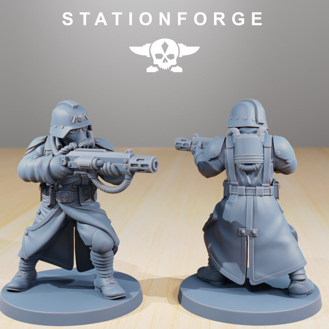 GrimGuard Command Force - Compatible with Warhammer 40K - by Station Forge - Tabletop RPG Miniature - Roleplaying 3D Printed Fantasy Mini