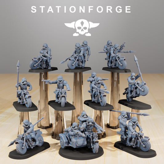 GrimGuard Death Bikers - Compatible with Warhammer 40K - by Station Forge - Tabletop RPG Miniature - Roleplaying 3D Printed Fantasy Mini