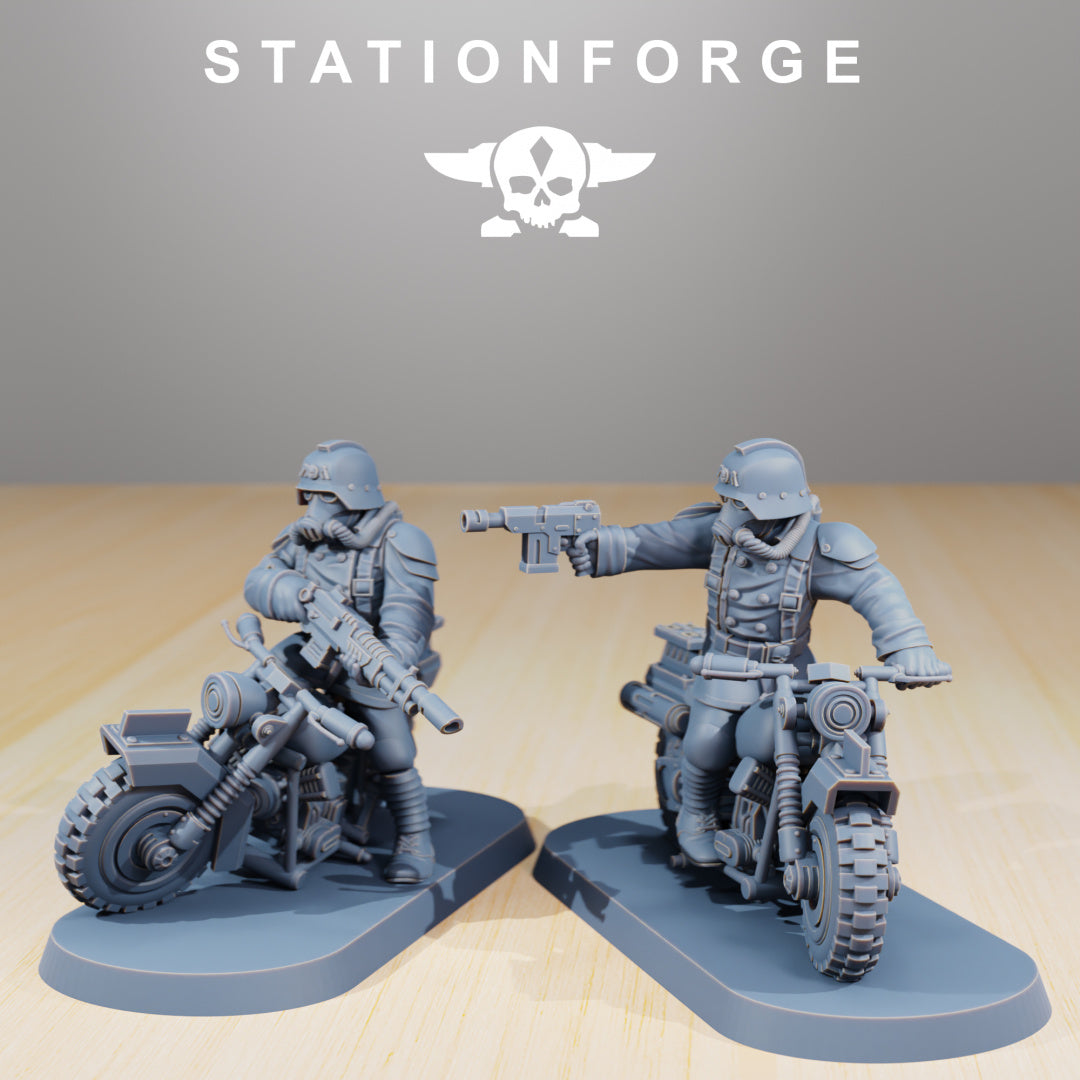 GrimGuard Death Bikers - Compatible with Warhammer 40K - by Station Forge - Tabletop RPG Miniature - Roleplaying 3D Printed Fantasy Mini