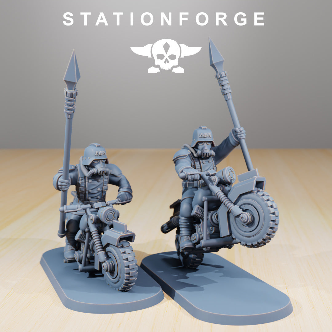 GrimGuard Death Bikers - Compatible with Warhammer 40K - by Station Forge - Tabletop RPG Miniature - Roleplaying 3D Printed Fantasy Mini