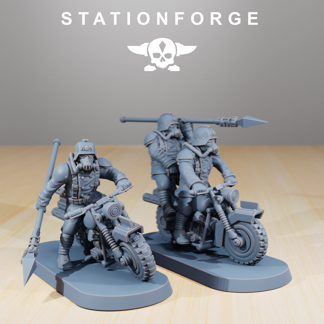 GrimGuard Death Bikers - Compatible with Warhammer 40K - by Station Forge - Tabletop RPG Miniature - Roleplaying 3D Printed Fantasy Mini