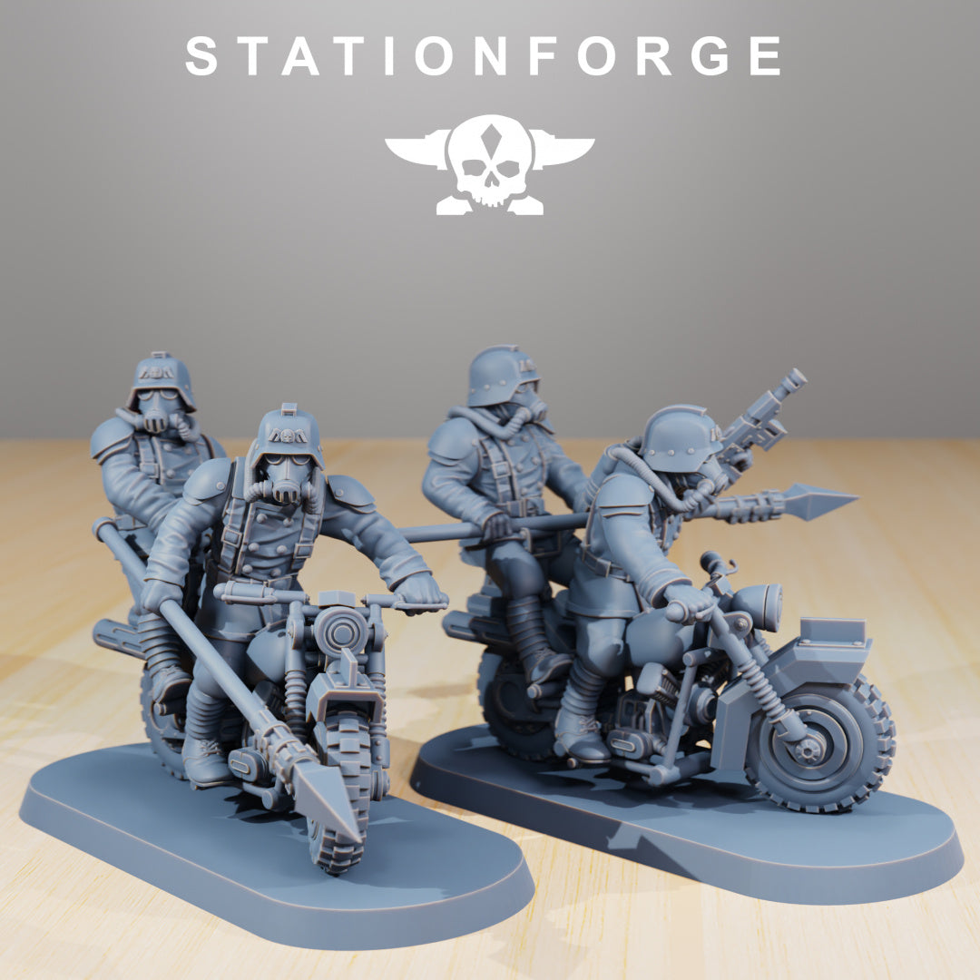 GrimGuard Death Bikers - Compatible with Warhammer 40K - by Station Forge - Tabletop RPG Miniature - Roleplaying 3D Printed Fantasy Mini