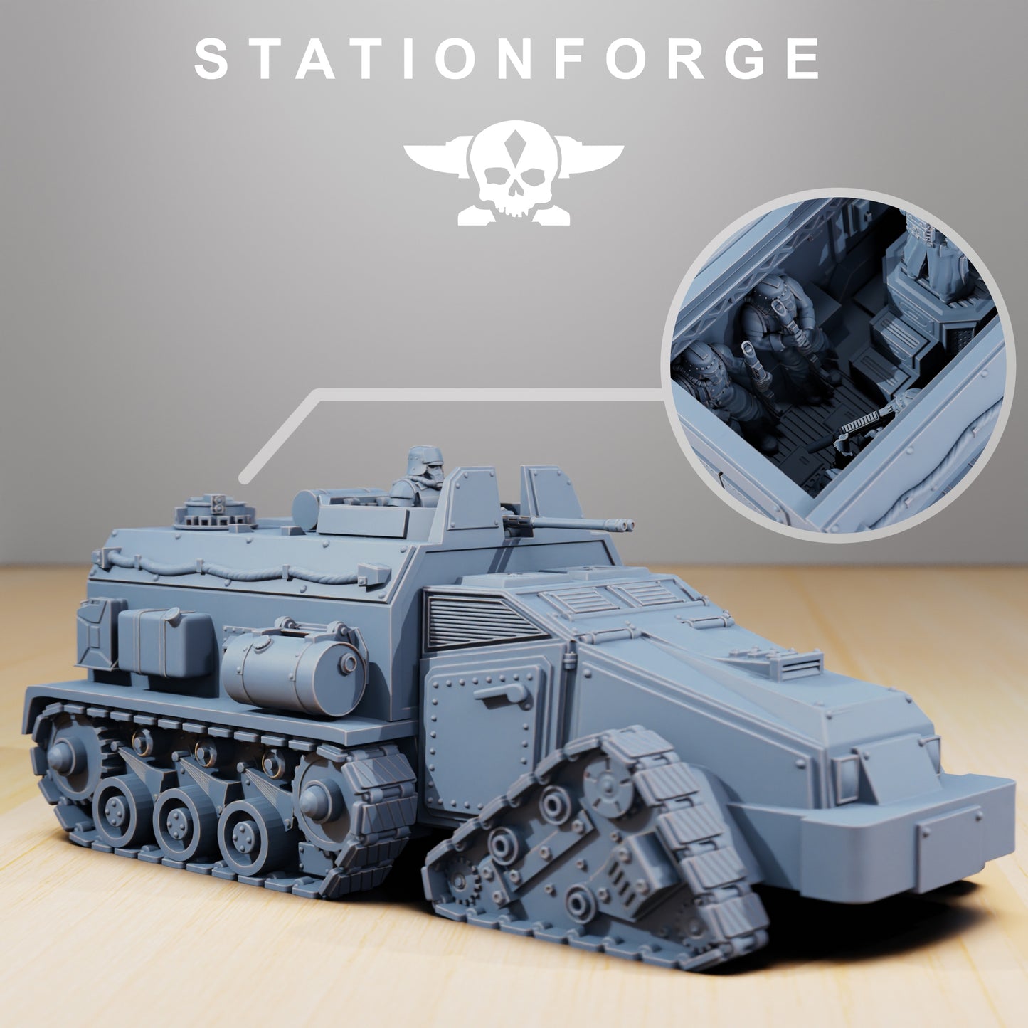 GrimGuard Personnel Carrier - Compatible with Warhammer 40K - by Station Forge - Tabletop RPG Miniature - Roleplaying 3D Printed Fantasy Mini