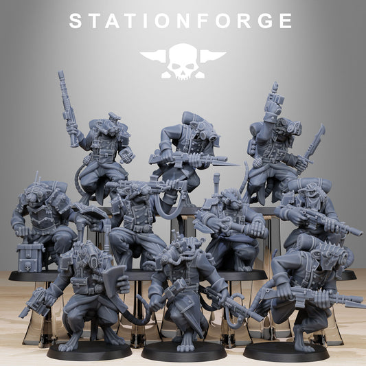 GrimGuard Raticus - Tech-Rats  - by Station Forge - Tabletop RPG Miniature - Roleplaying 3D Printed Fantasy Mini