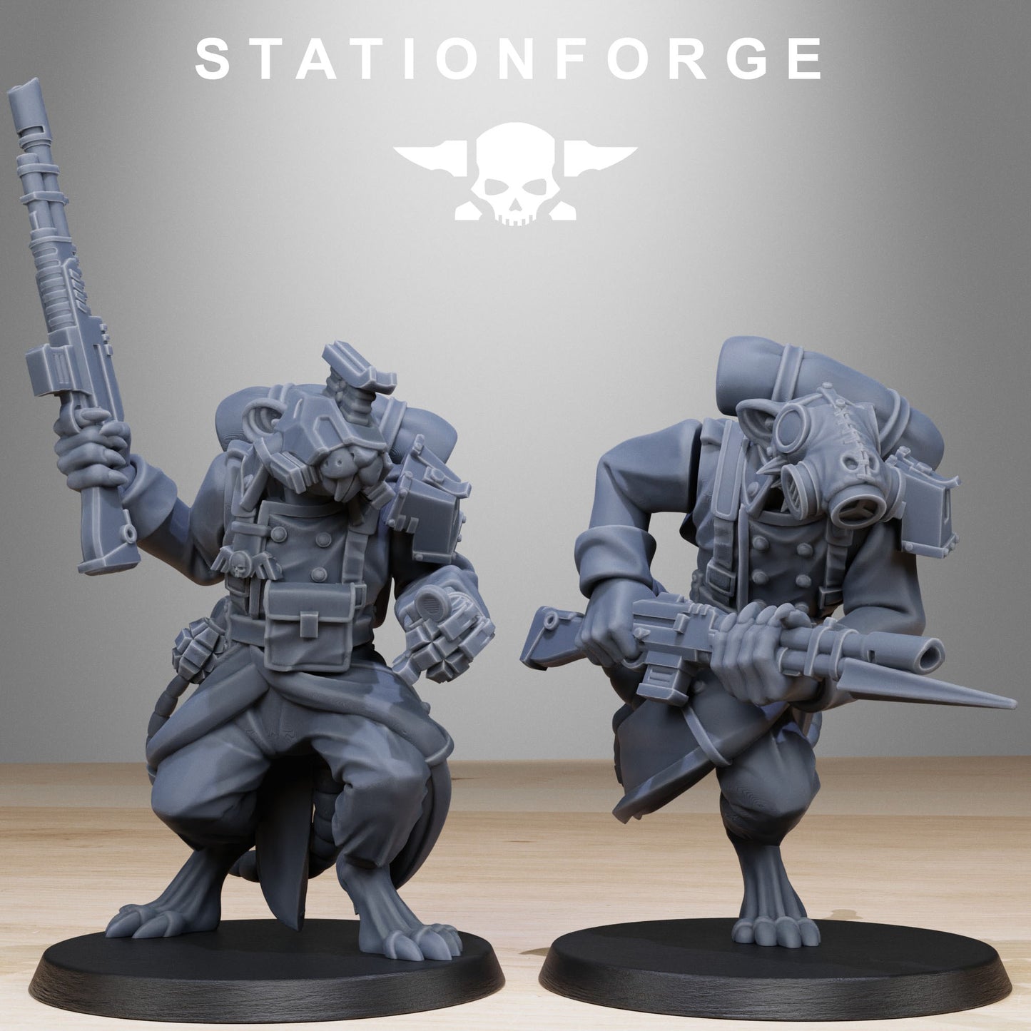 GrimGuard Raticus - Tech-Rats - Compatible with Warhammer 40K - by Station Forge - Tabletop RPG Miniature - Roleplaying 3D Printed Fantasy Mini