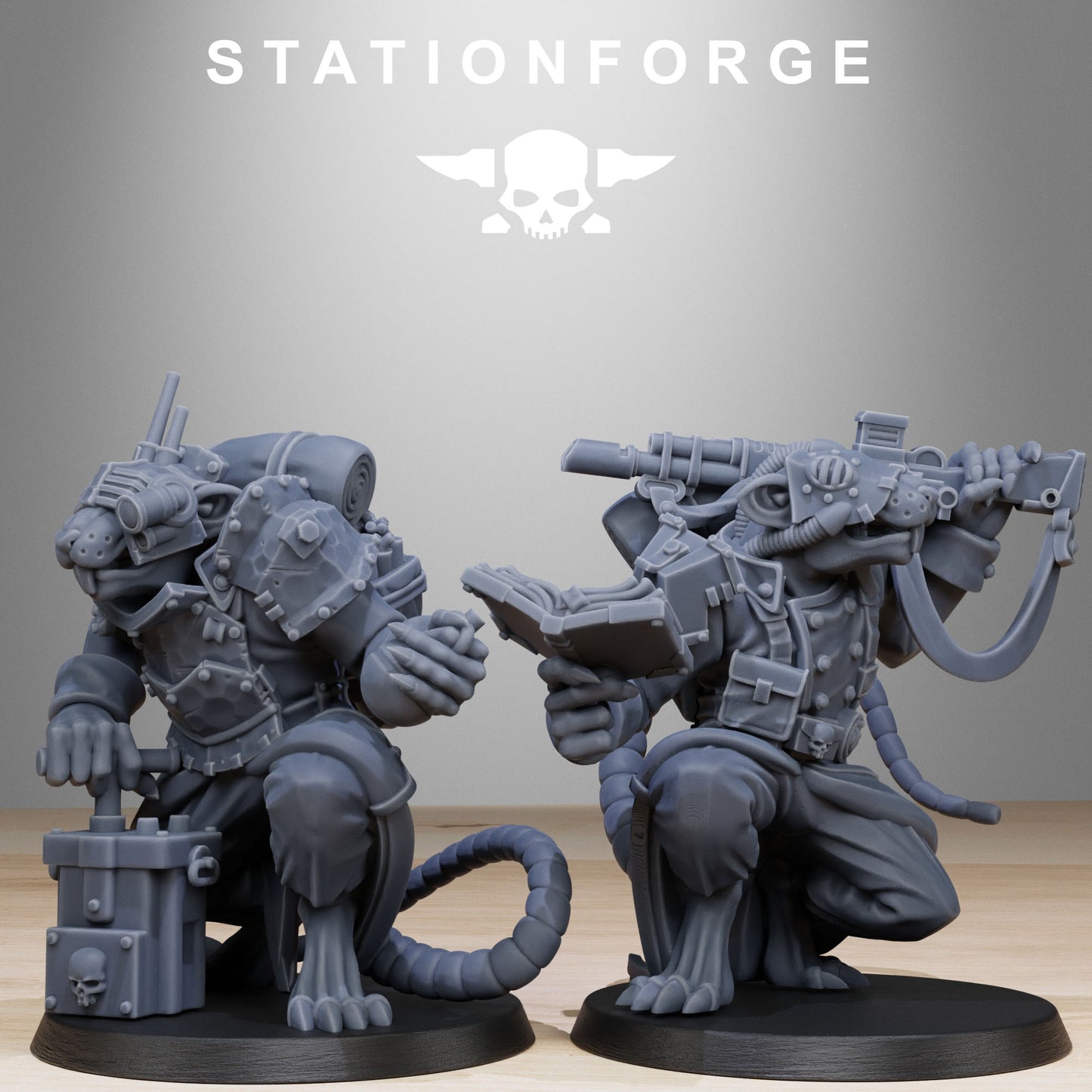 GrimGuard Raticus - Tech-Rats - Compatible with Warhammer 40K - by Station Forge - Tabletop RPG Miniature - Roleplaying 3D Printed Fantasy Mini