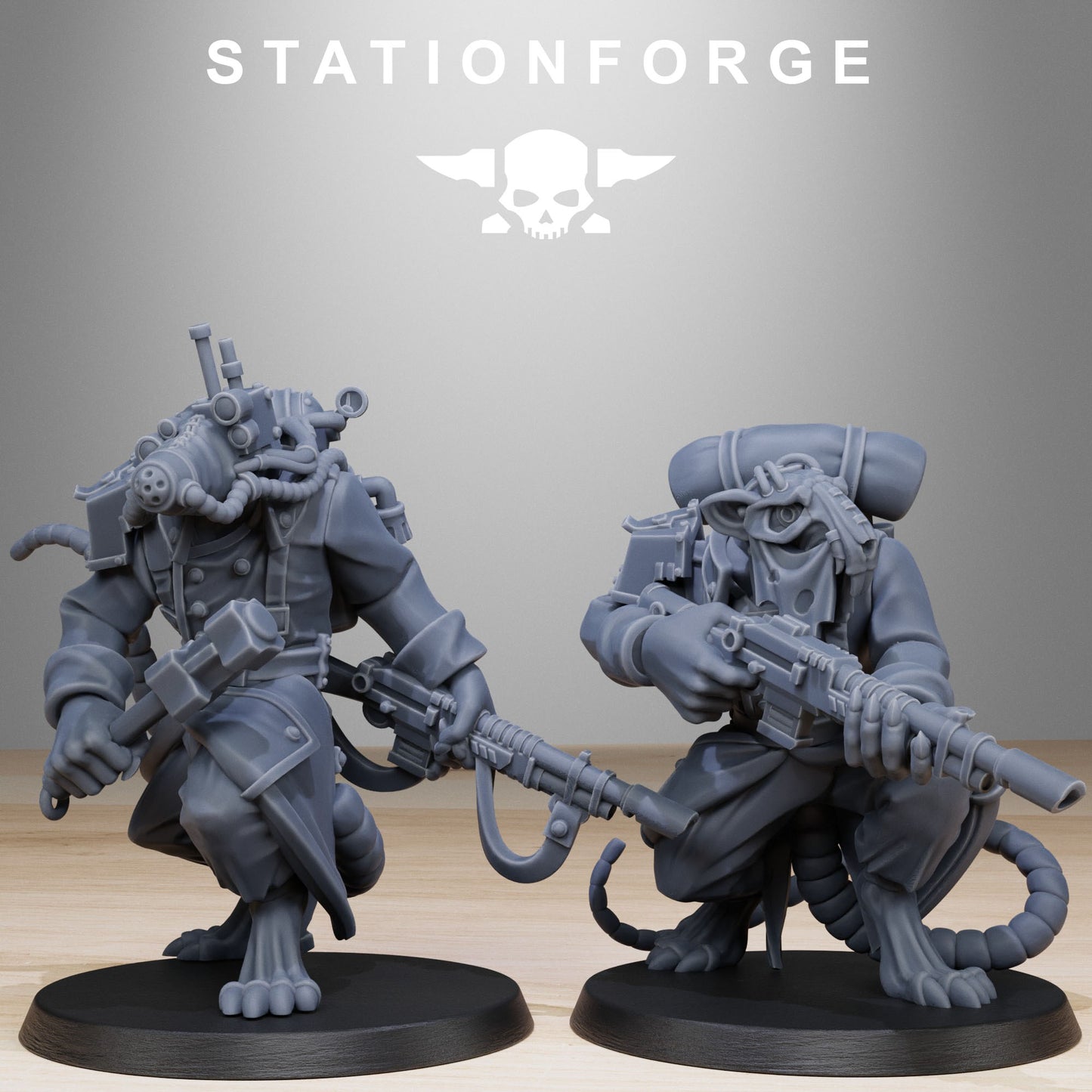 GrimGuard Raticus - Tech-Rats - Compatible with Warhammer 40K - by Station Forge - Tabletop RPG Miniature - Roleplaying 3D Printed Fantasy Mini