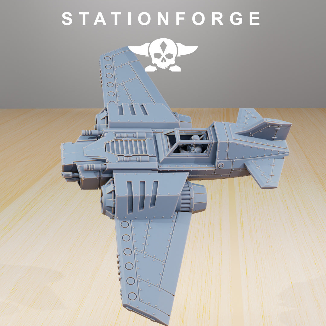 GrimGuard SF-19A Fighter Plane - by Station Forge - Tabletop RPG Miniature - Roleplaying 3D Printed Fantasy Mini