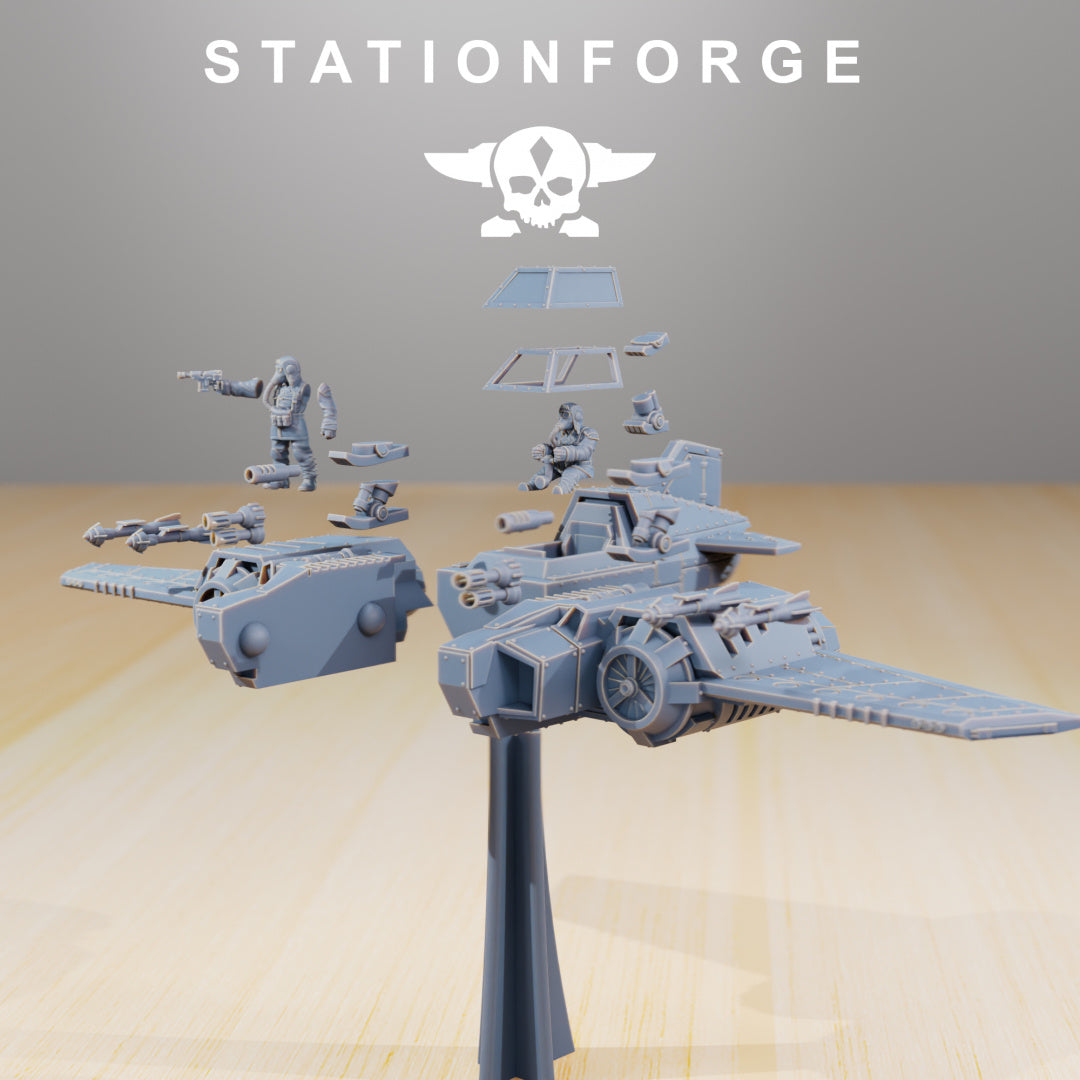 GrimGuard SF-19A Fighter Plane - by Station Forge - Tabletop RPG Miniature - Roleplaying 3D Printed Fantasy Mini