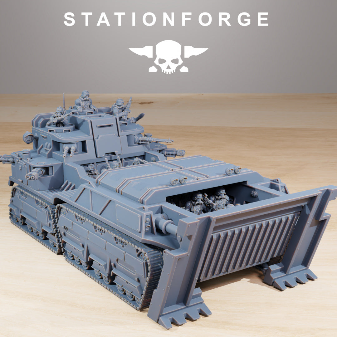 GrimGuard Transport Tank - Compatible with Warhammer 40K - by Station Forge - Tabletop RPG Miniature - Roleplaying 3D Printed Fantasy Mini