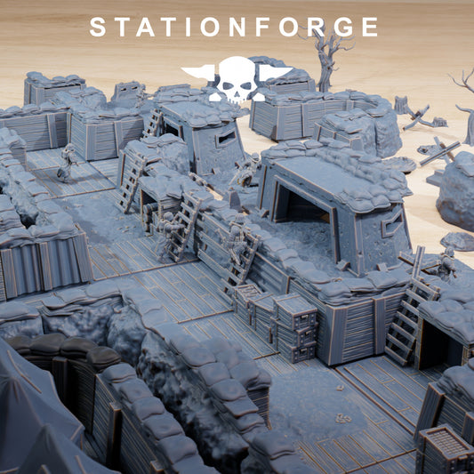 GrimGuard Trench Terrain - Compatible with Warhammer 40K - by Station Forge - Tabletop RPG Miniature - Roleplaying 3D Printed Fantasy Mini