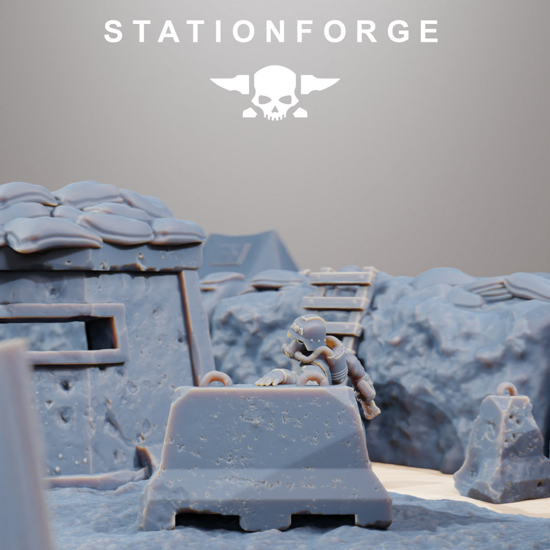 GrimGuard Trench Terrain - Compatible with Warhammer 40K - by Station Forge - Tabletop RPG Miniature - Roleplaying 3D Printed Fantasy Mini