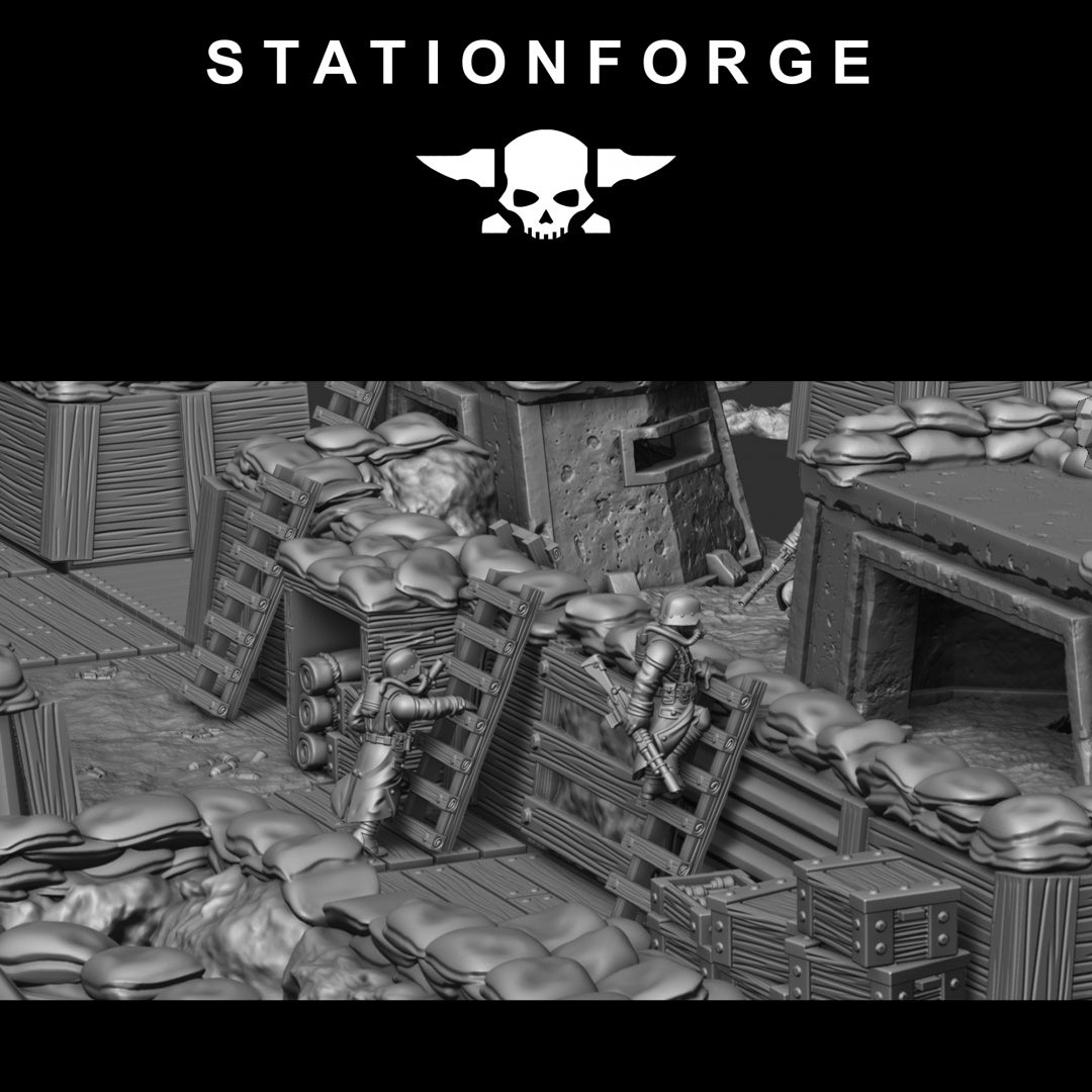 GrimGuard Trench Terrain - Compatible with Warhammer 40K - by Station Forge - Tabletop RPG Miniature - Roleplaying 3D Printed Fantasy Mini