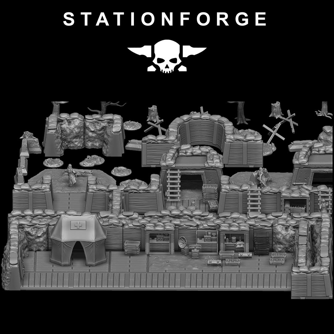 GrimGuard Trench Terrain - Compatible with Warhammer 40K - by Station Forge - Tabletop RPG Miniature - Roleplaying 3D Printed Fantasy Mini