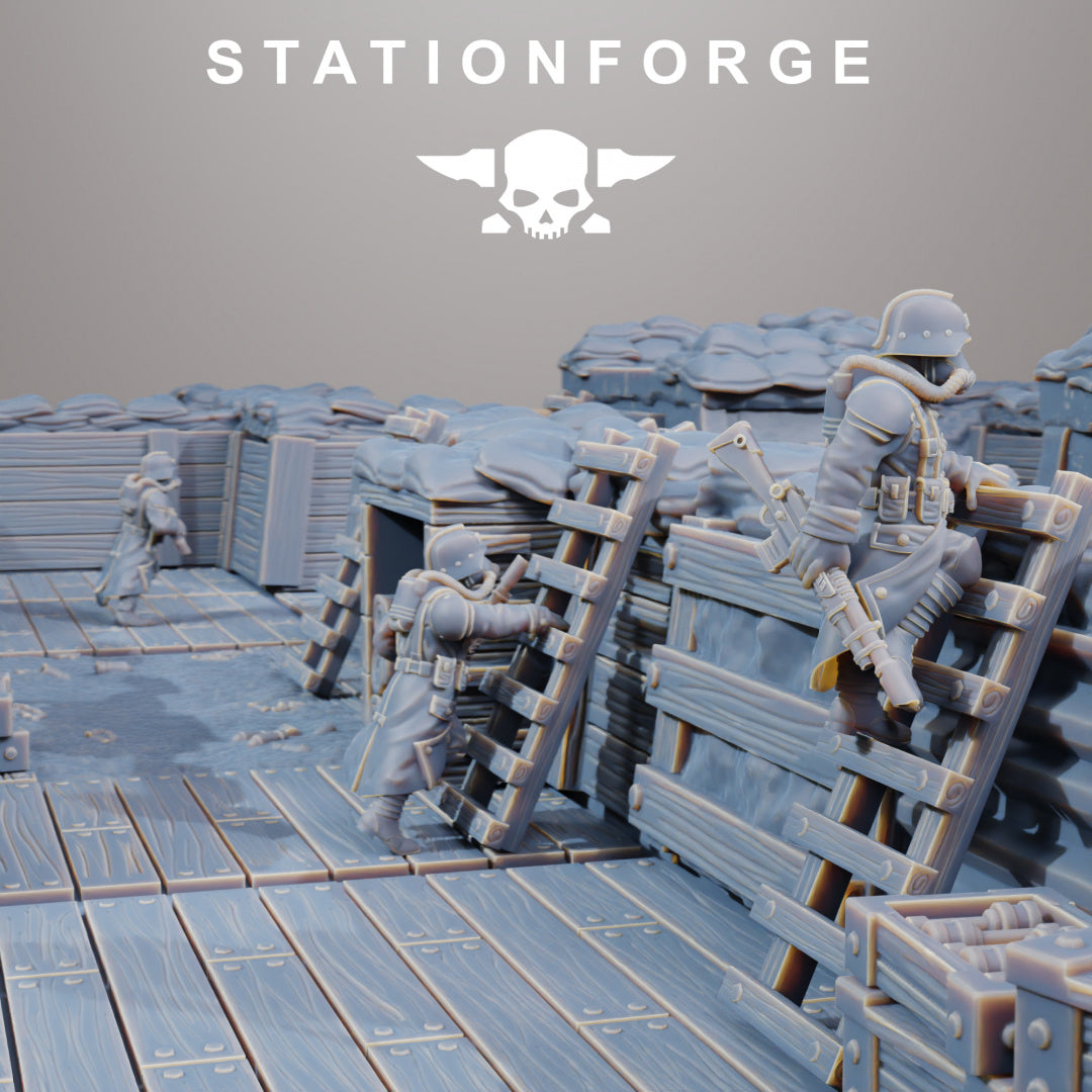 GrimGuard Trench Terrain - Compatible with Warhammer 40K - by Station Forge - Tabletop RPG Miniature - Roleplaying 3D Printed Fantasy Mini