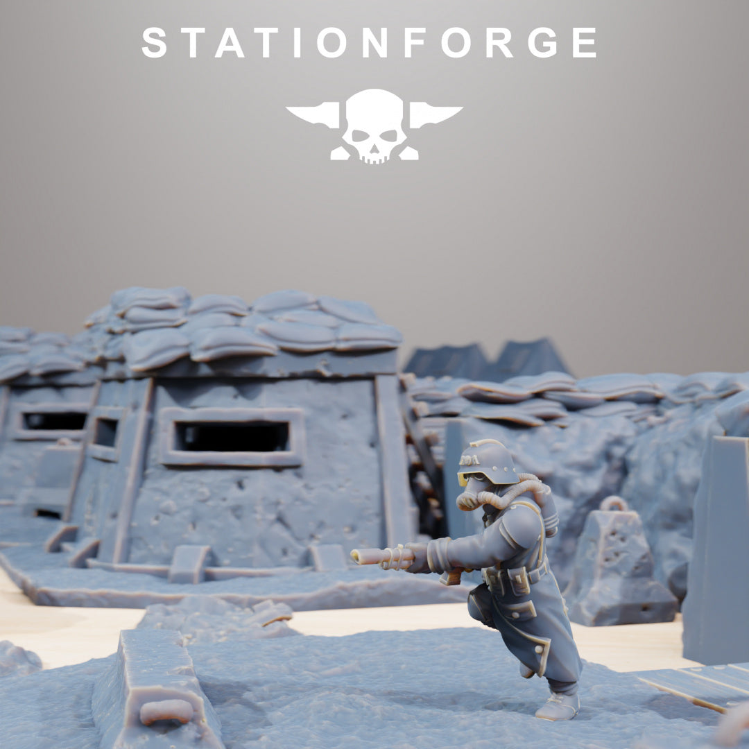 GrimGuard Trench Terrain - Compatible with Warhammer 40K - by Station Forge - Tabletop RPG Miniature - Roleplaying 3D Printed Fantasy Mini