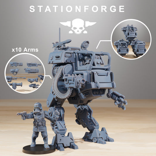 GrimGuard Walker Mk1 - Compatible with Warhammer 40K - by Station Forge - Tabletop RPG Miniature - Roleplaying 3D Printed Fantasy Mini