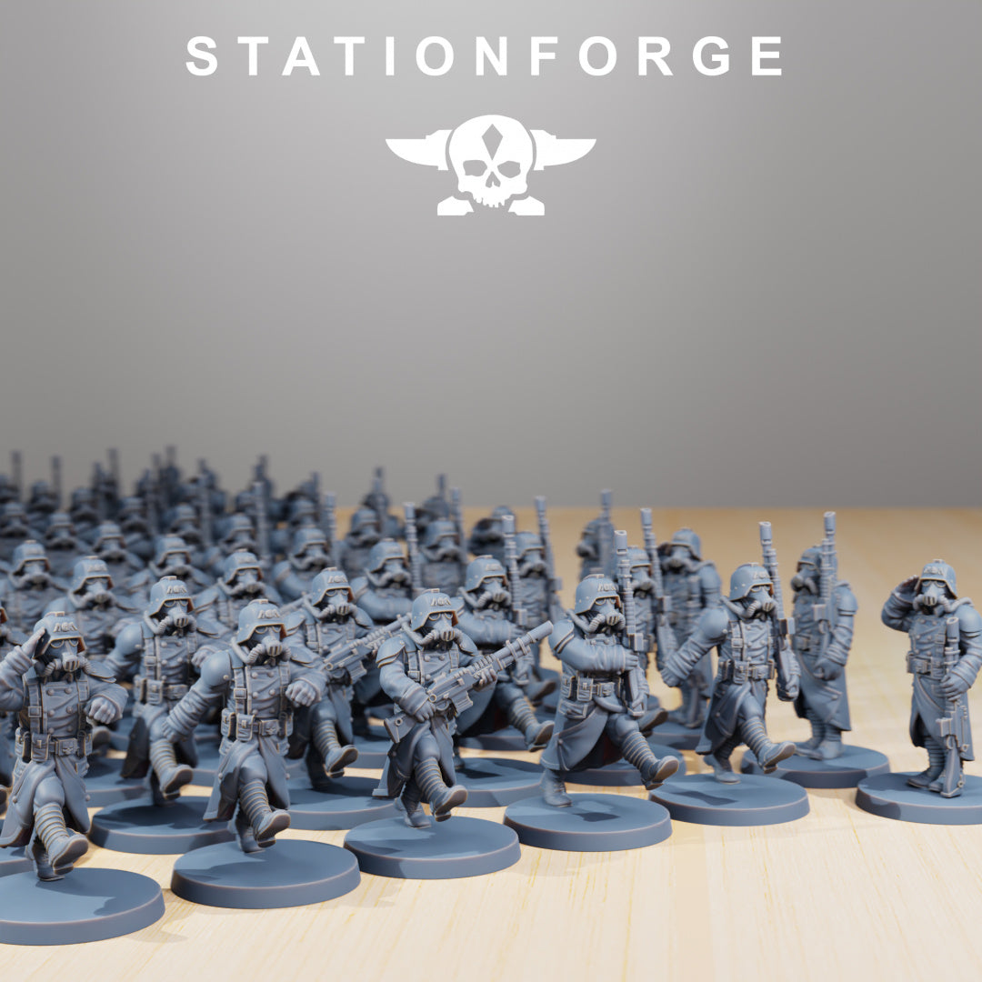 Grimguard Marching Poses - Compatible with Warhammer 40K - by Station Forge - Tabletop RPG Miniature - Roleplaying 3D Printed Fantasy Mini