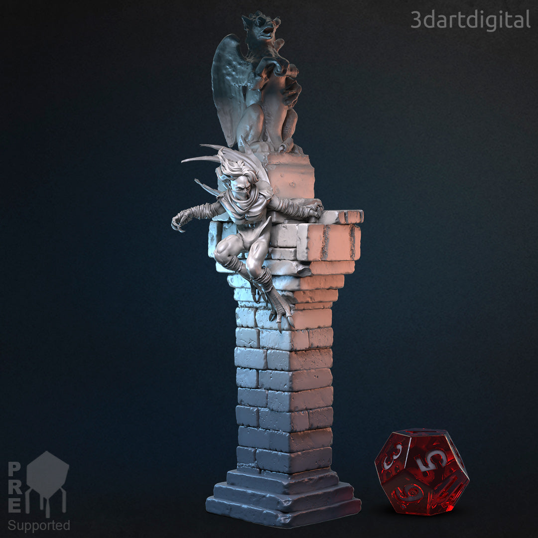 Vampire - Guy De Payans Clinging - by 3dartDigital - Tabletop RPG Miniature - Roleplaying 3D Printed Fantasy Mini