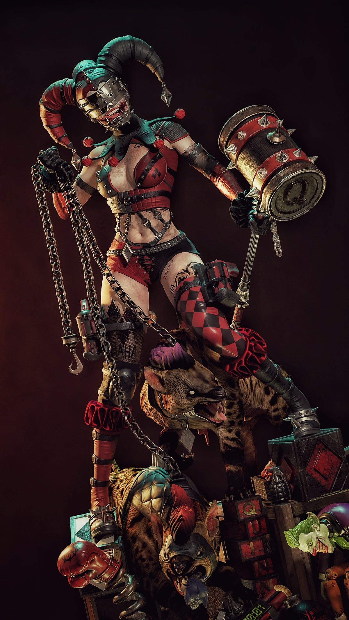 Harley Who Laughs Sculpture(75mm to 500mm) - Unassembled/Unpainted/3D Print