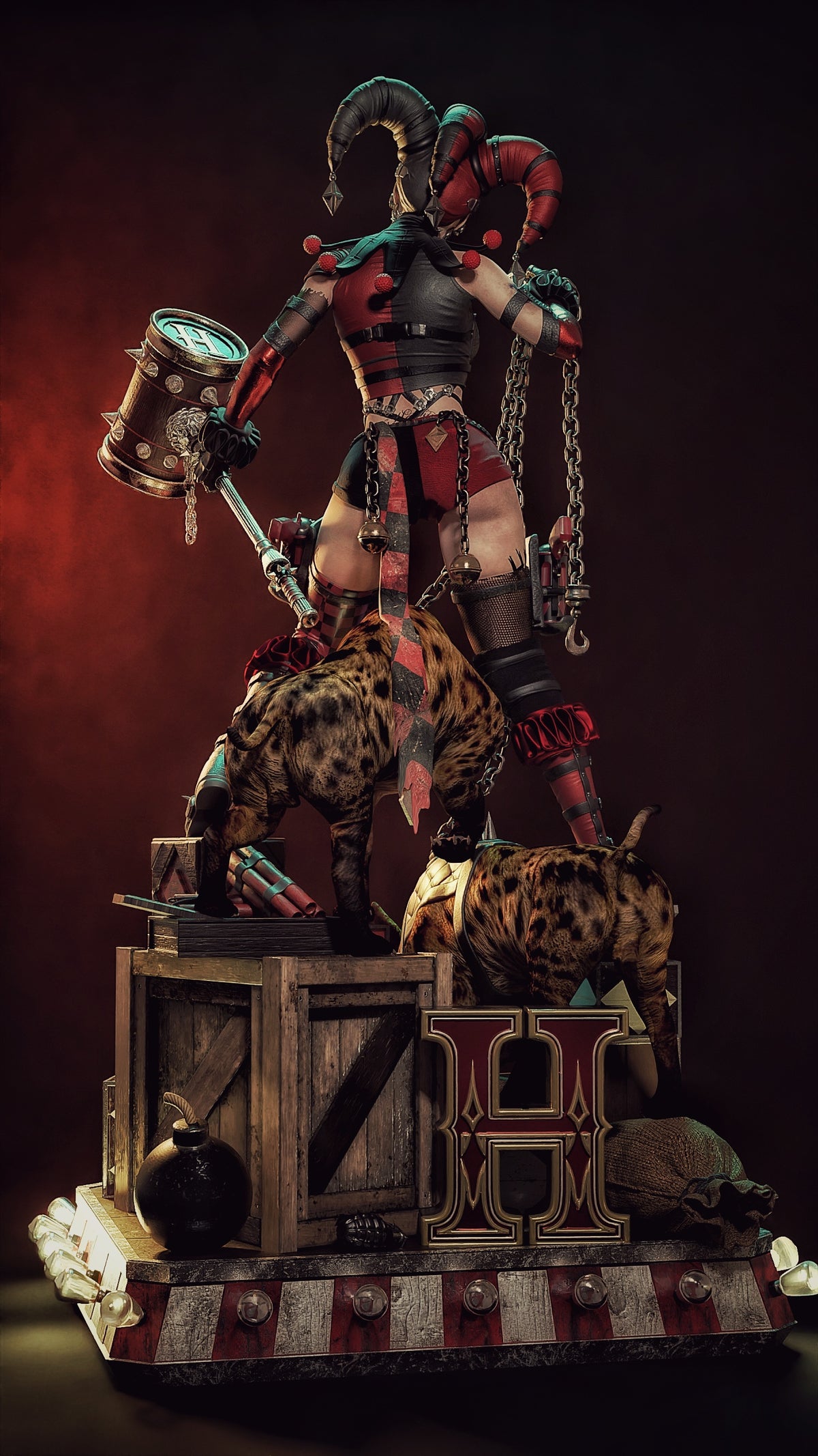 Harley Who Laughs Sculpture(75mm to 500mm) - Unassembled/Unpainted/3D Print