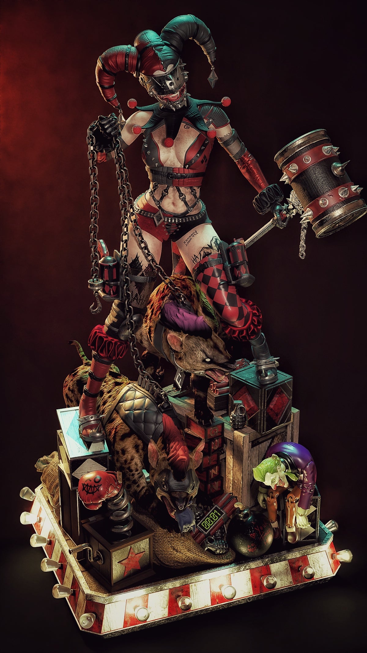 Harley Who Laughs Sculpture(75mm to 500mm) - Unassembled/Unpainted/3D Print