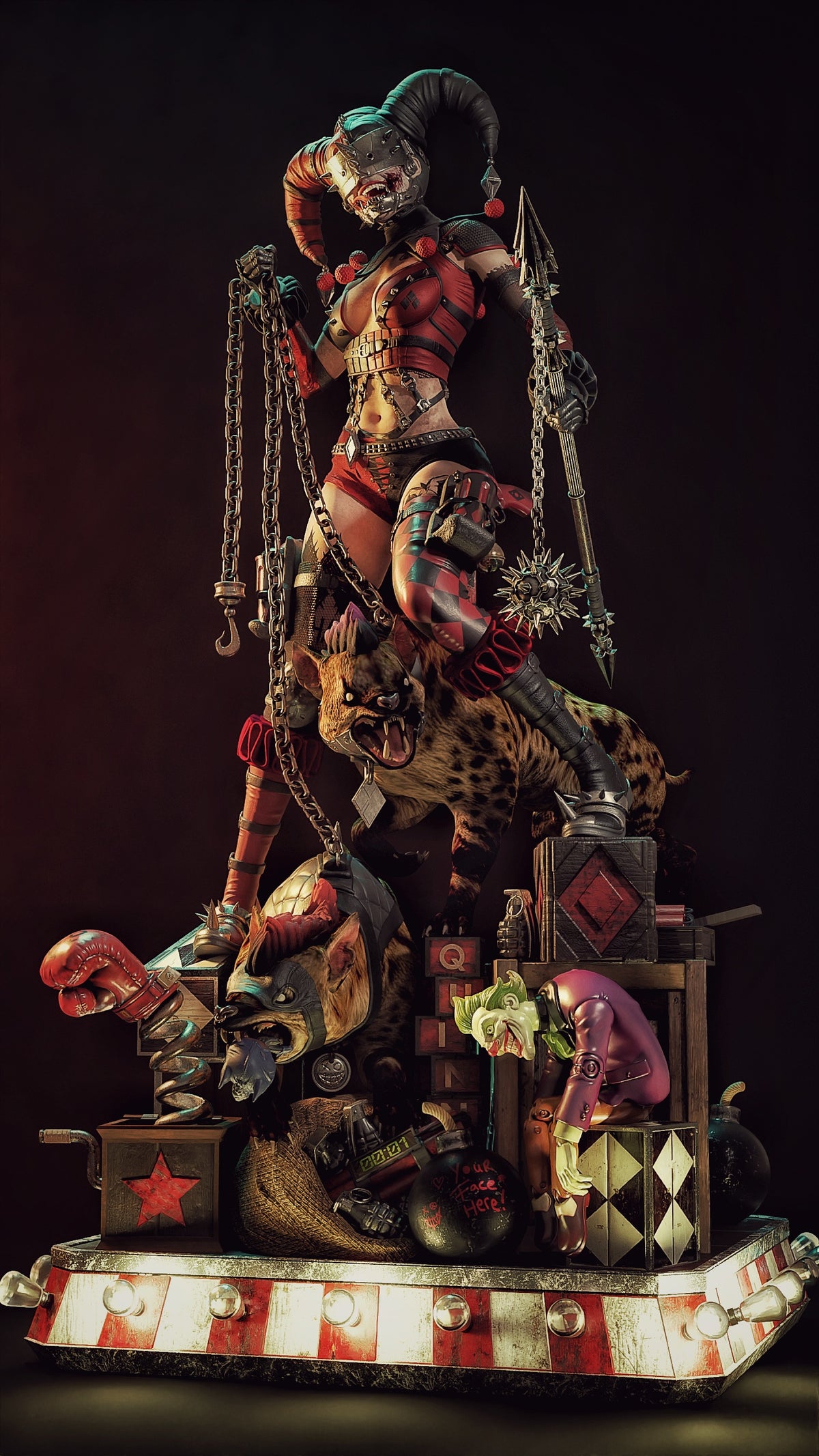 Harley Who Laughs Sculpture(75mm to 500mm) - Unassembled/Unpainted/3D Print