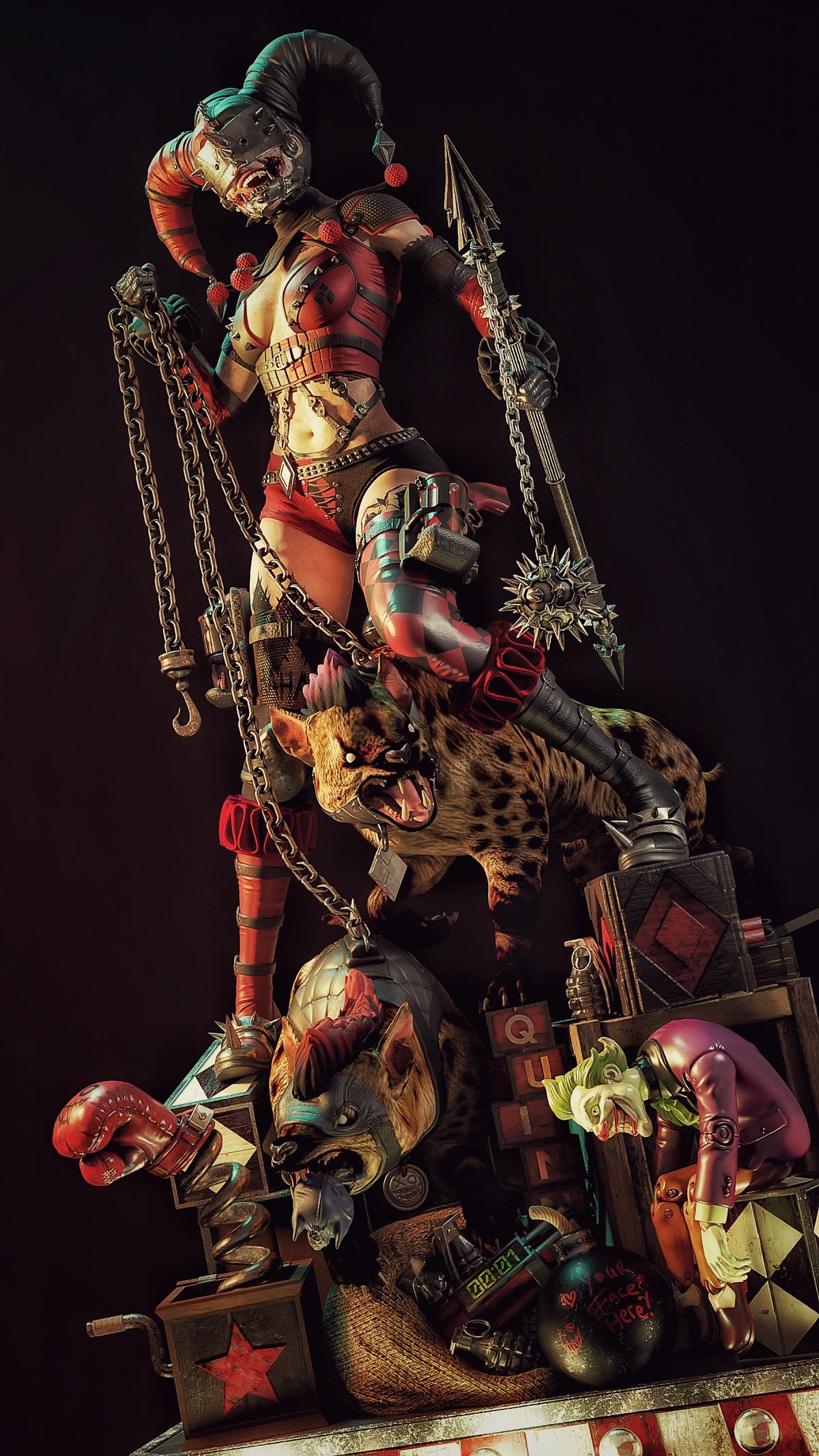Harley Who Laughs Sculpture(75mm to 500mm) - Unassembled/Unpainted/3D Print