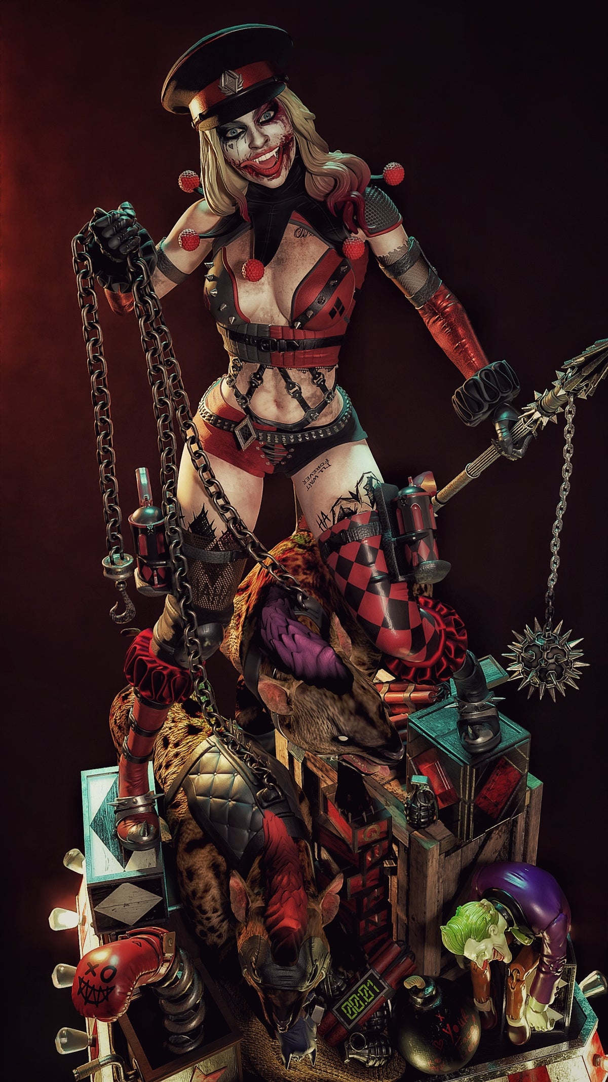 Harley Who Laughs Sculpture(75mm to 500mm) - Unassembled/Unpainted/3D Print