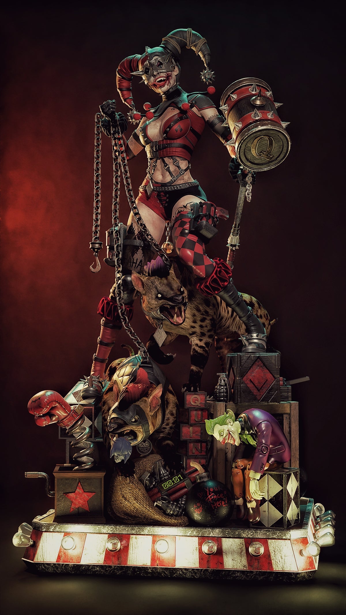 Harley Who Laughs Sculpture(75mm to 500mm) - Unassembled/Unpainted/3D Print