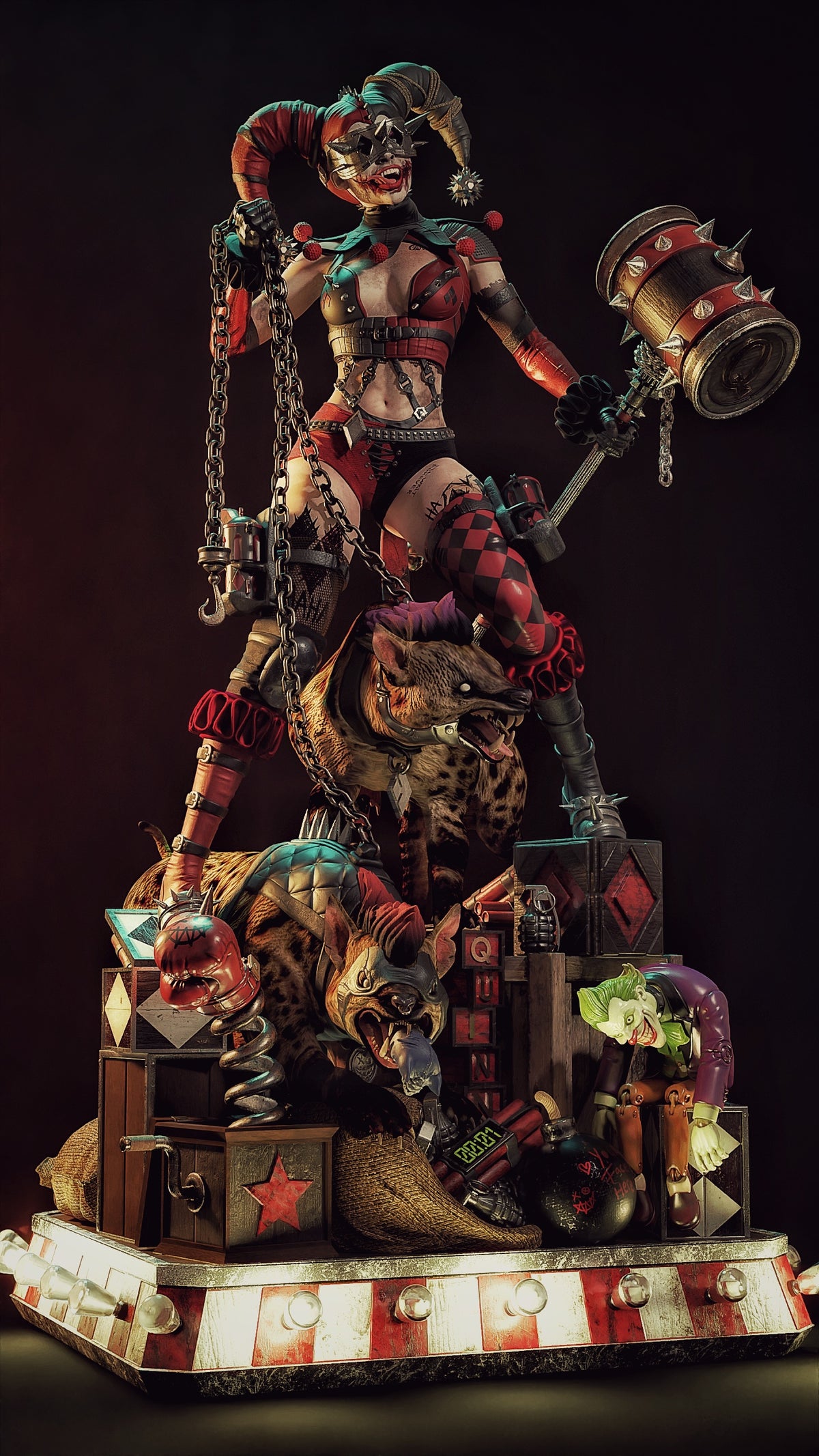 Harley Who Laughs Sculpture(75mm to 500mm) - Unassembled/Unpainted/3D Print