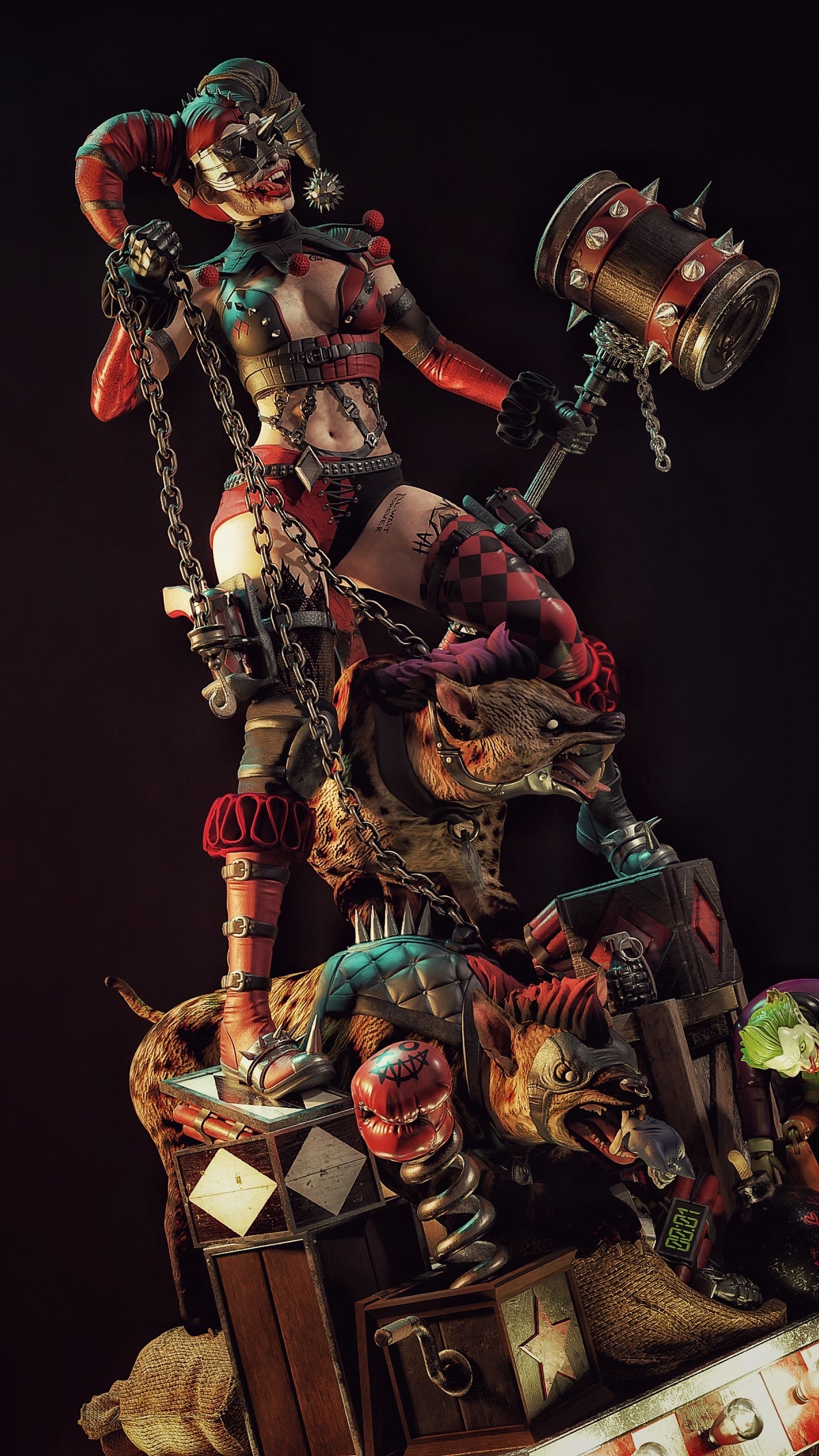 Harley Who Laughs Sculpture(75mm to 500mm) - Unassembled/Unpainted/3D Print
