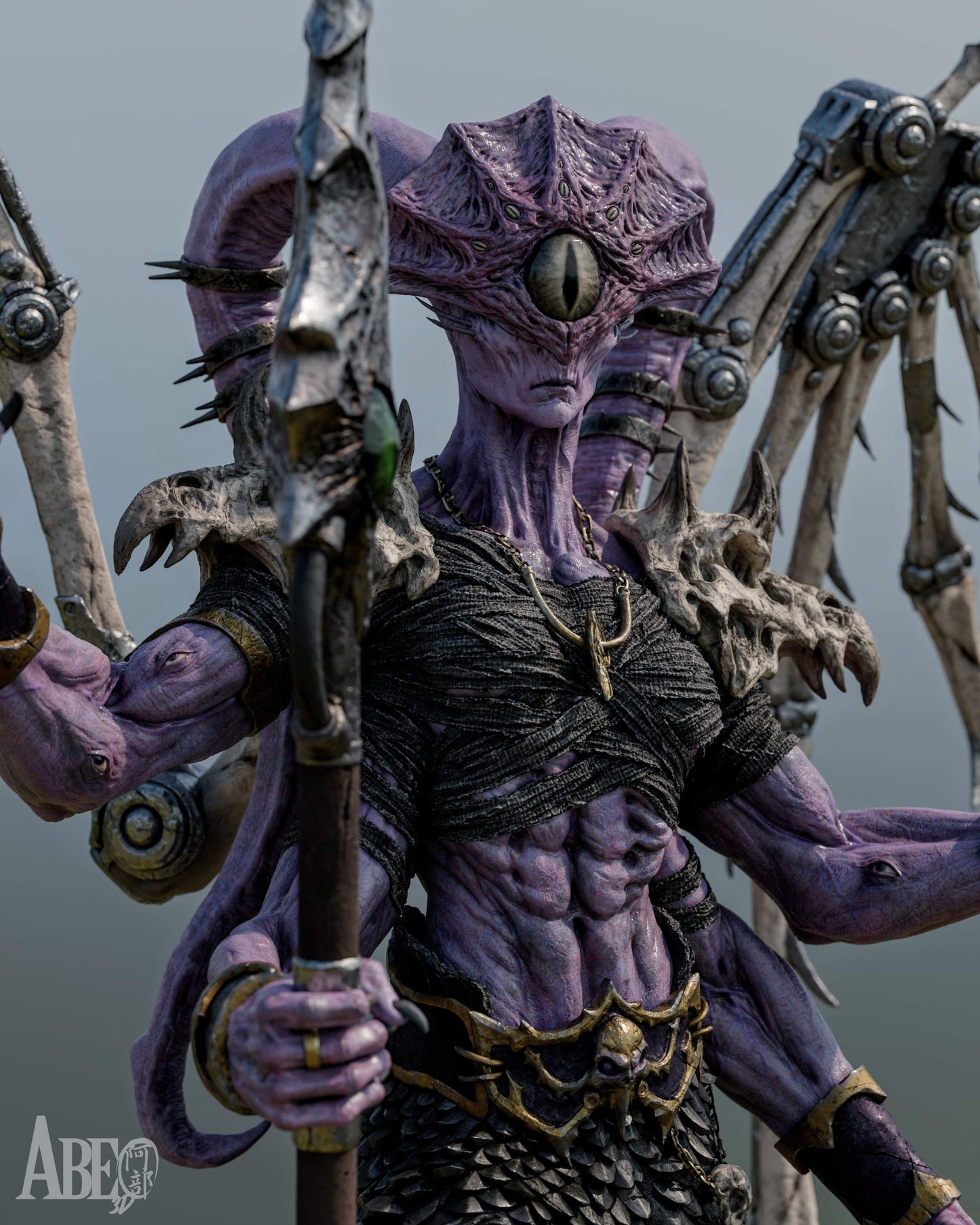 The Ninefold Sorcerer Sculpture (75mm to 500mm) - Unassembled/Unpainted/3D Print