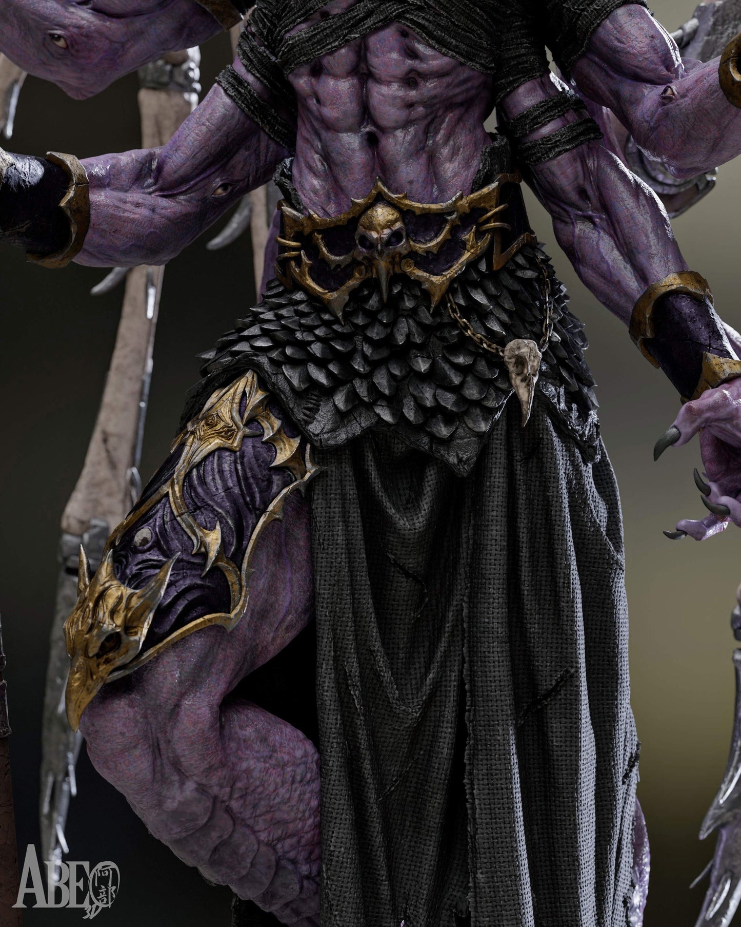 The Ninefold Sorcerer Sculpture (75mm to 500mm) - Unassembled/Unpainted/3D Print