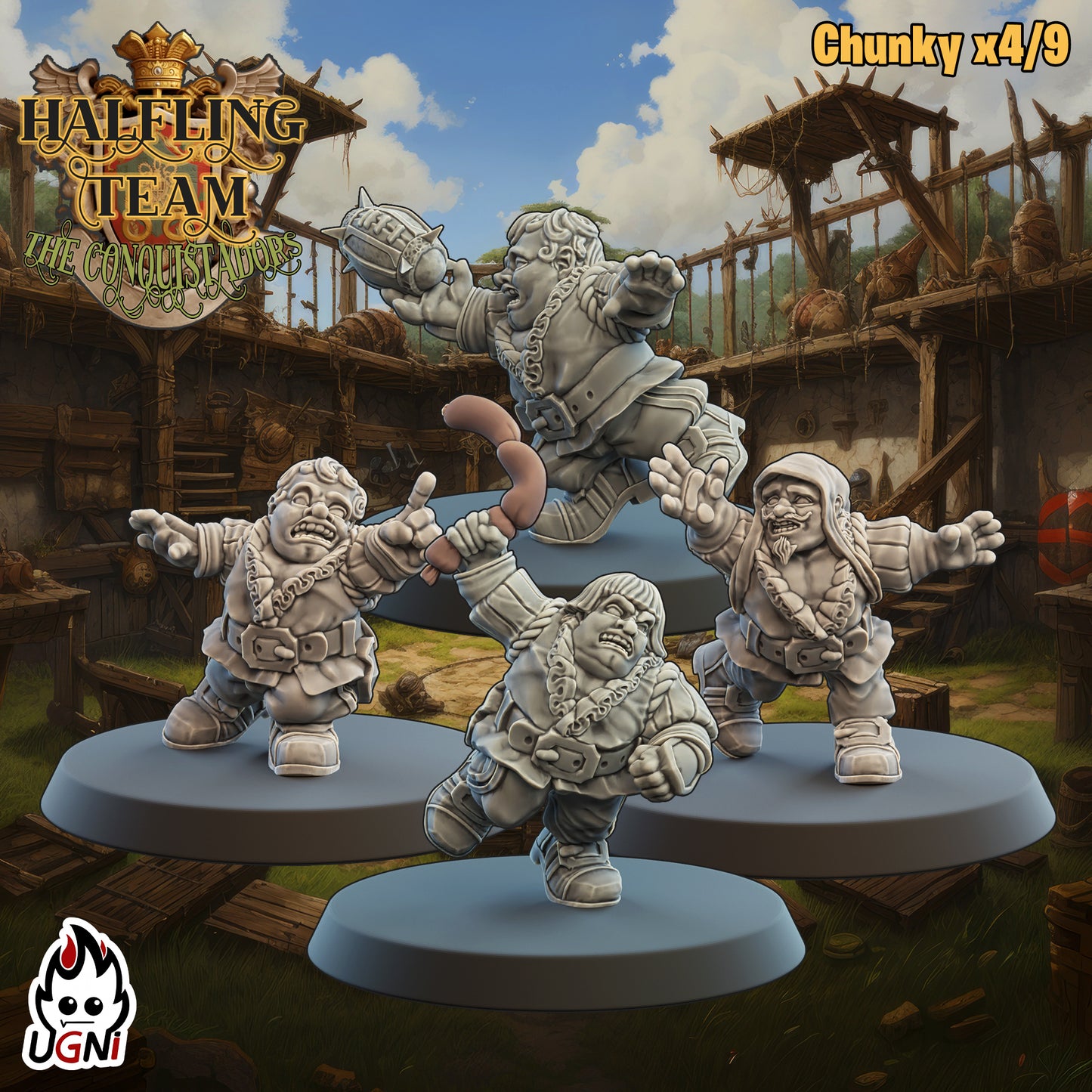 Halfling Team - by Ugni Miniatures- Tabletop RPG Miniature - Roleplaying 3D Printed Fantasy Mini